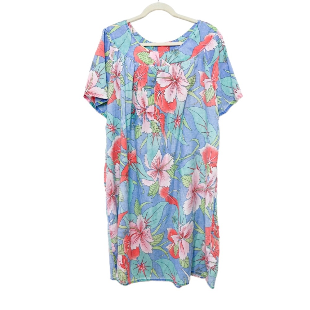 Vintage At Homeware Floral Nighty Dress Summer Mum Medium Oversized